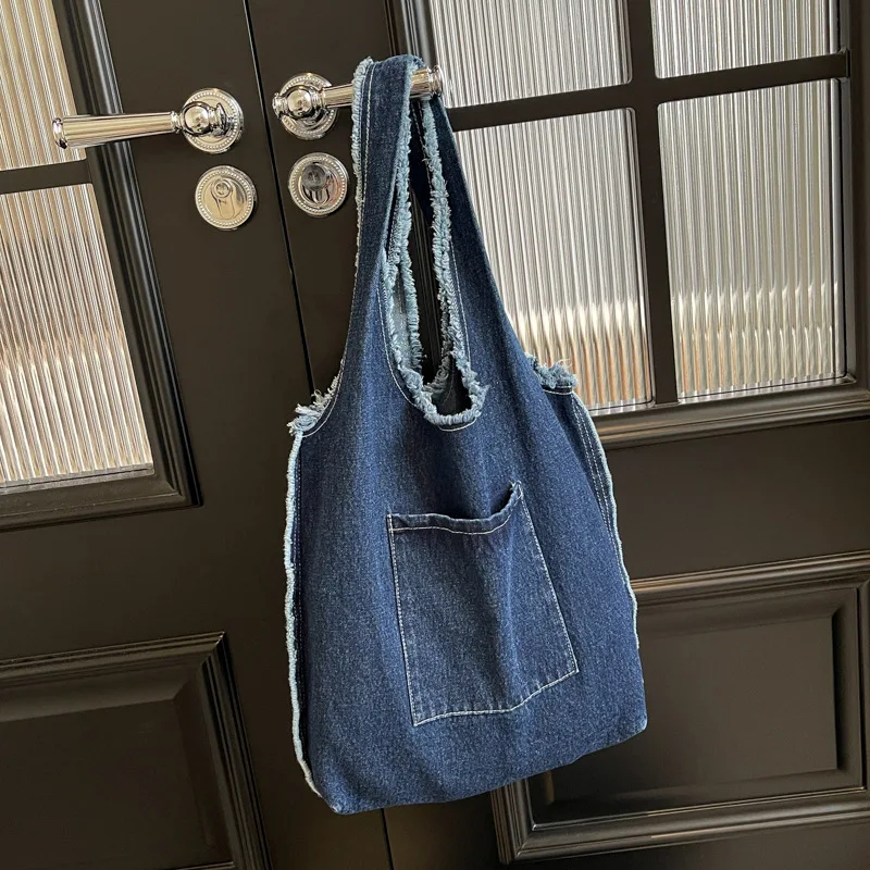 Джинсовая сумка на плечо для женщин повседневная студенческая в стиле гавани