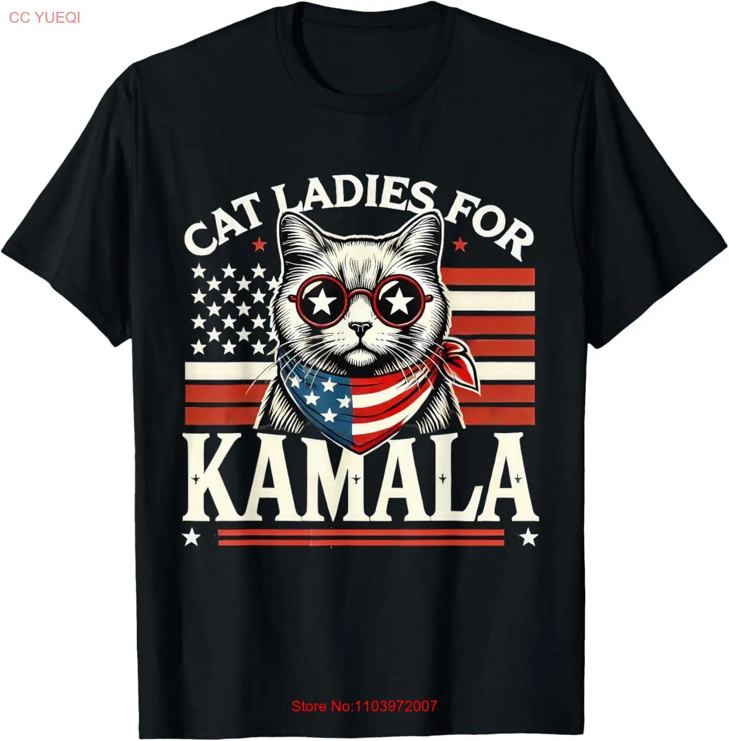 Футболка с забавным котом для девушек Камала 2024 президент Камала-Харрис
