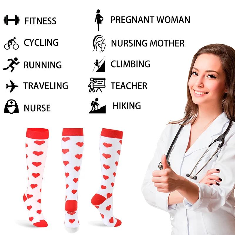 3/5/6/7/8 Pairs Lot Pack Women Men Compression Socks Stockings Elastic Sports Beautiful Leg Running Nurse Climbing Cycling Socks
