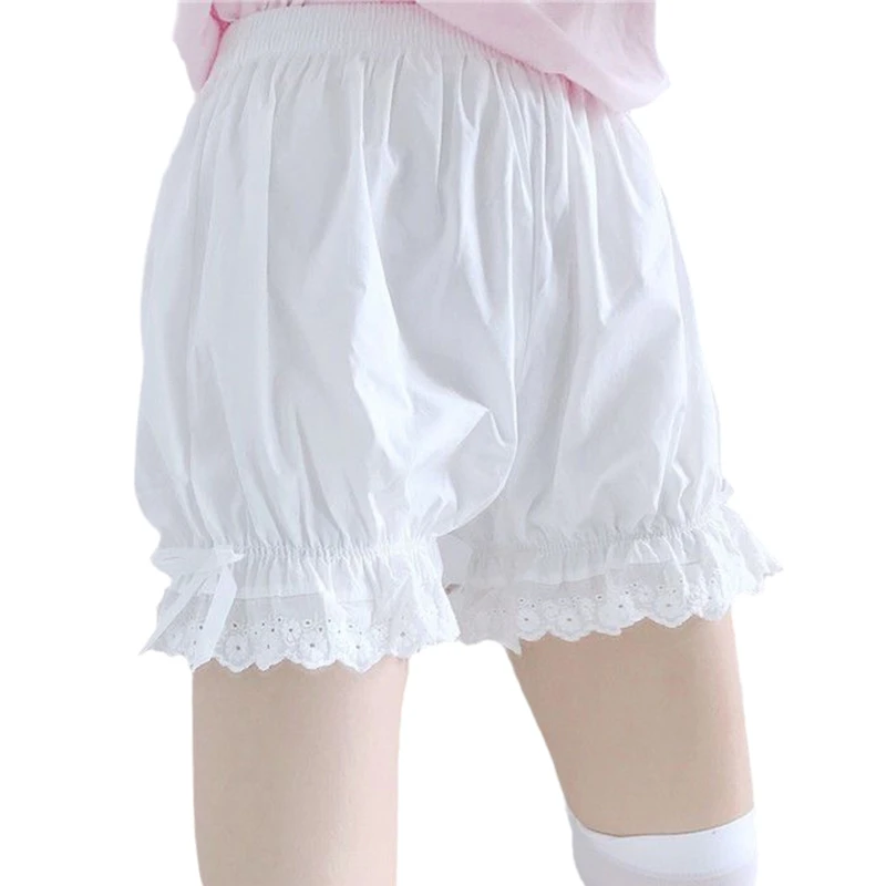 

Women Vintage Victorian Gothic Bloomers Ruffled Lace Trim Lolita Pumpkin Shorts Cute Sweet Bowknot Loose Maid Security Safety