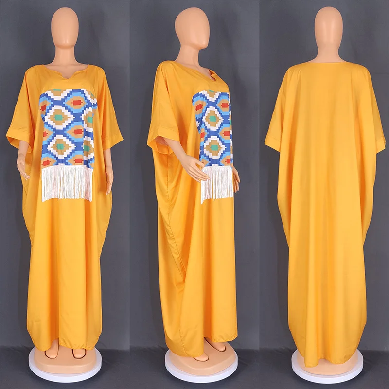 

2023 Plus Size Print African Maxi Dress for Women Tradition Kaftan Robe Femme Wedding Evening Party Gown Eid Muslim Clothes