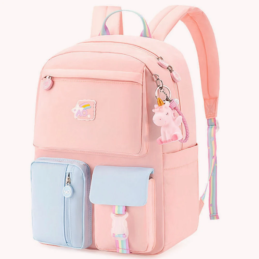 

Contrast Color Cute Backpack Female Multifunction Waterproof Women Backpack Student College Schoolbag Girl Badge Shoulder Bag