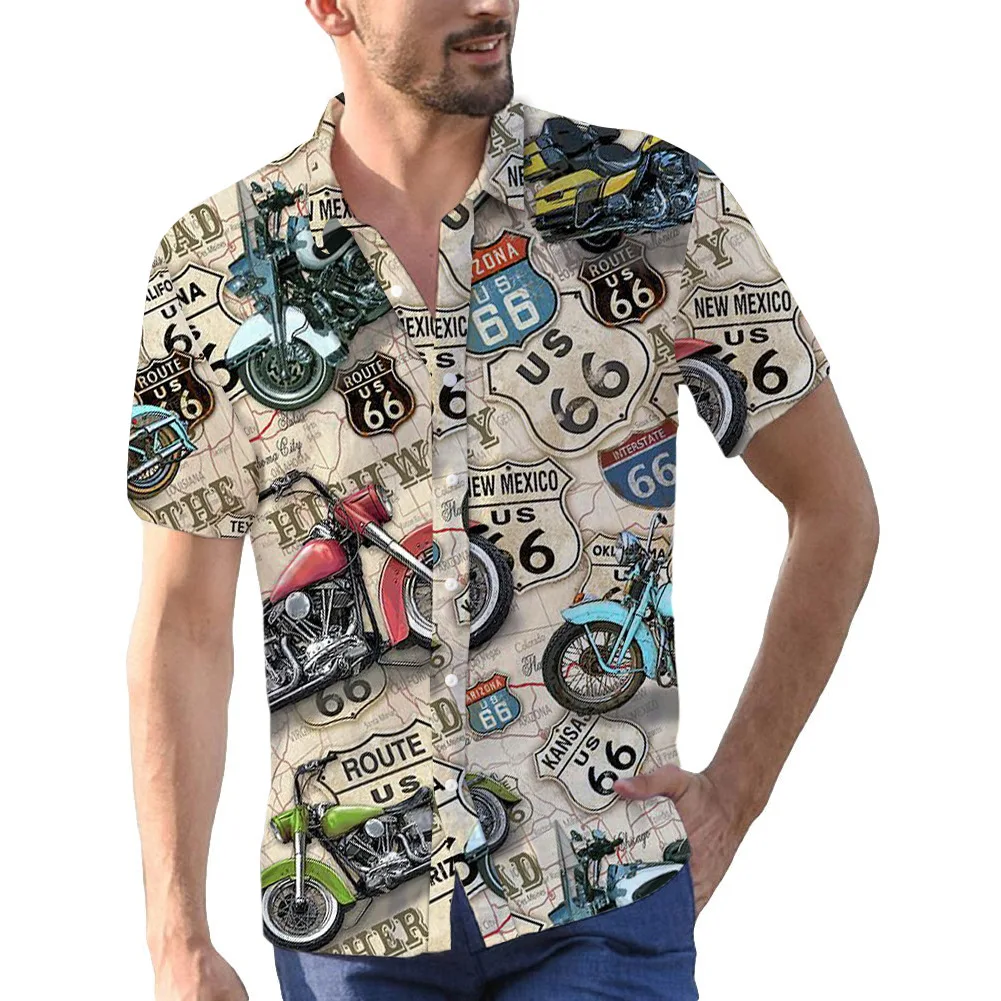 

men's digital printing motorcycle wind independent station for men's daily Top
