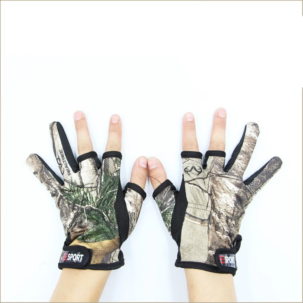 

Fishing Gloves Anti-Slip Protect Hand From Puncture Scrapes Fisherman Catch Fish 3 Finger Cut Fingers Camouflage Gloves