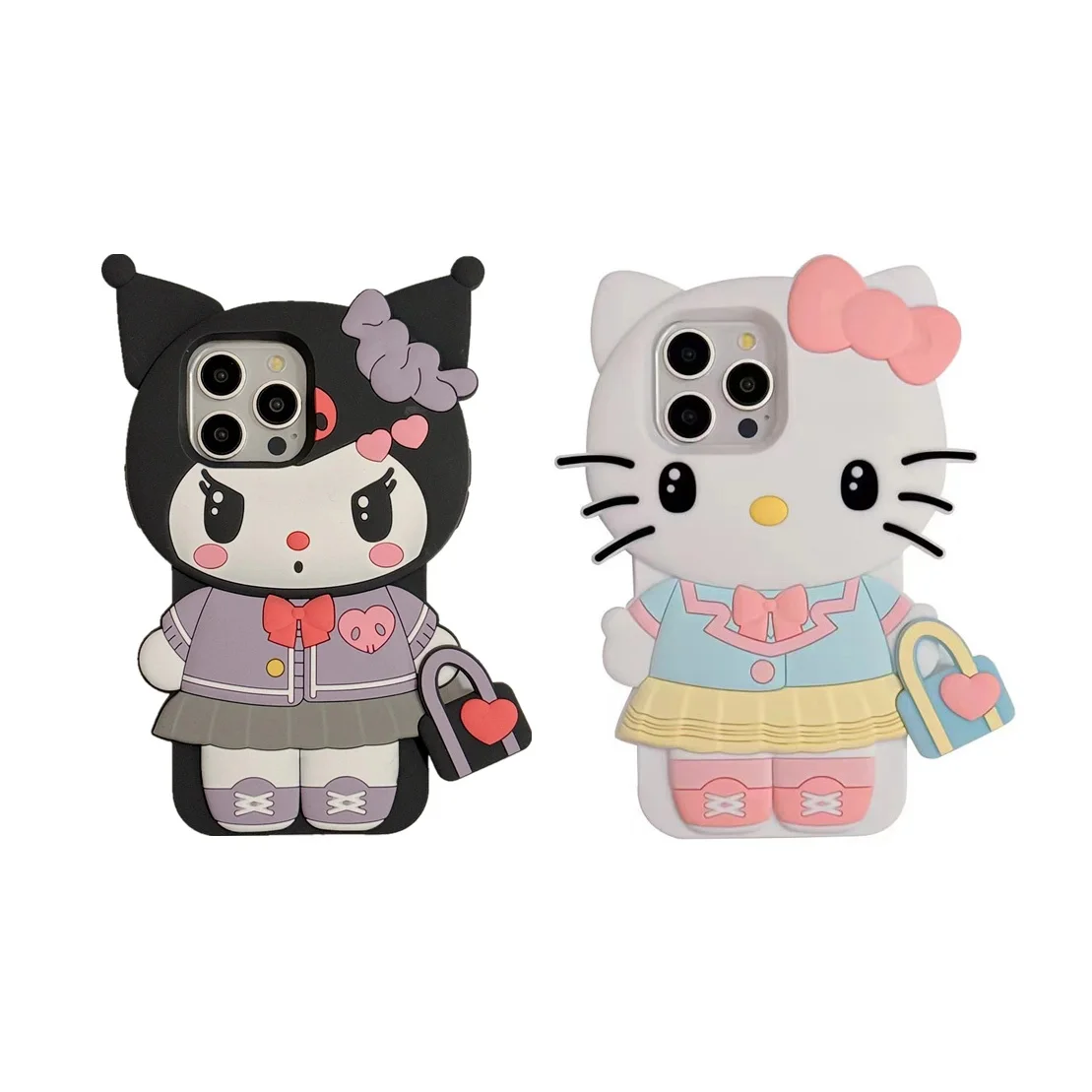 Силиконовый мягкий чехол с рисунком Hello Kitty Kuromi для iPhone 16 15 14 13 12 11 Pro Max
