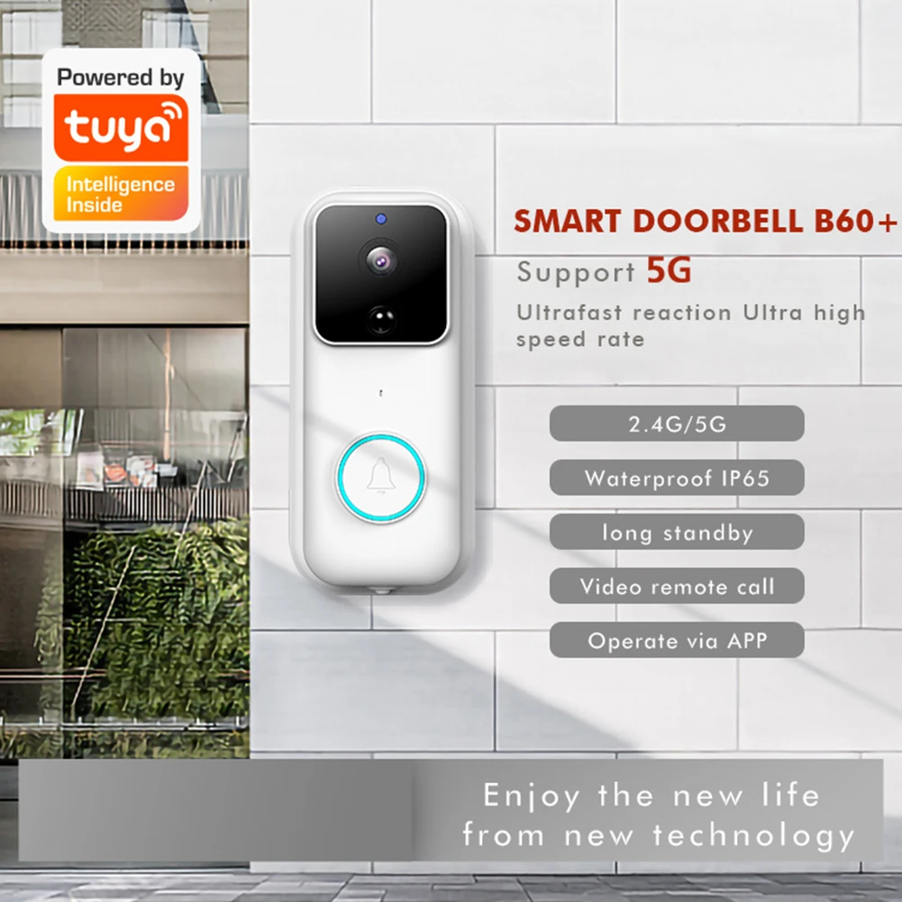 

Intelligent Home Doorbell Remote Monitoring Wireless Doorbell Double Frequency WIFI PIR Human Detection Long Distance Video Call