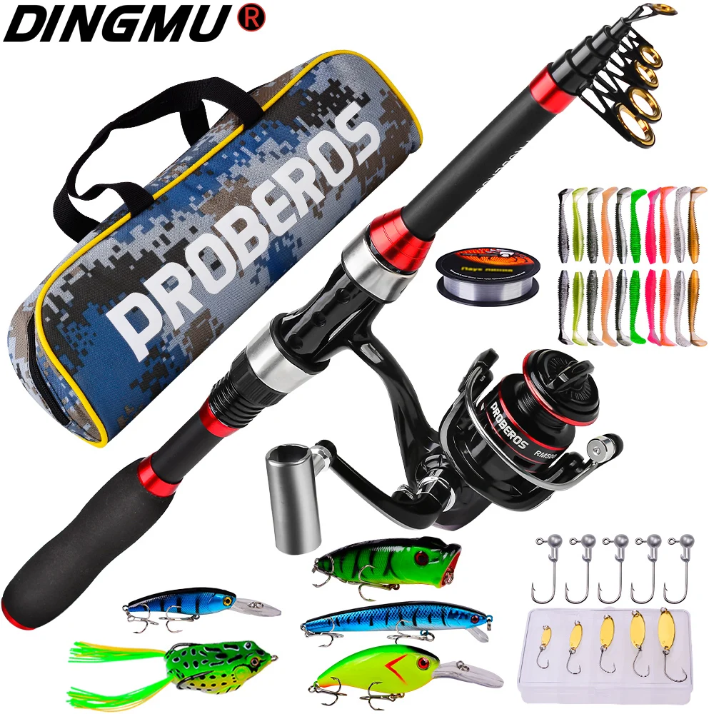 1.8m Telescopic Casting Fishing Combo Portable Ultralight Rod and 4.8:1 Gear Ratio Fishing Reel Lures Hooks Line Kit