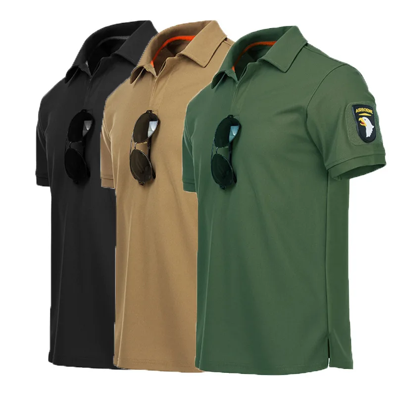 

2023 Hot Selling Men's Short Sleeve Quick Dry Outdoor Tactical Men Turn-down Polo Shirt