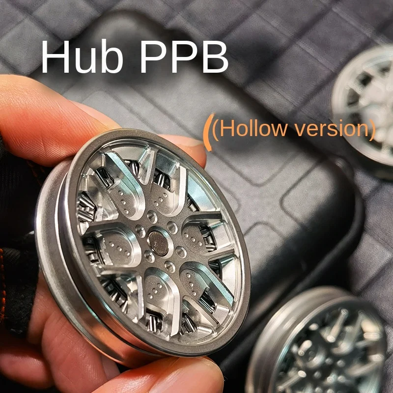 Enlarge EDC Original Wheel Hub Ppb Hollow Version Stainless Steel Magnetic Sound Coin Push Card Pop Coin Decompression Fingertip Toy