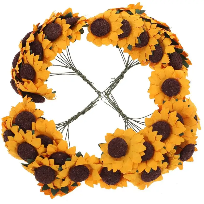 

100pcs Orange Chic Mini Artificial Paper Sunflower Wedding Decor Craft DIY Mini Artificial Paper Wedding Decor (Orange)