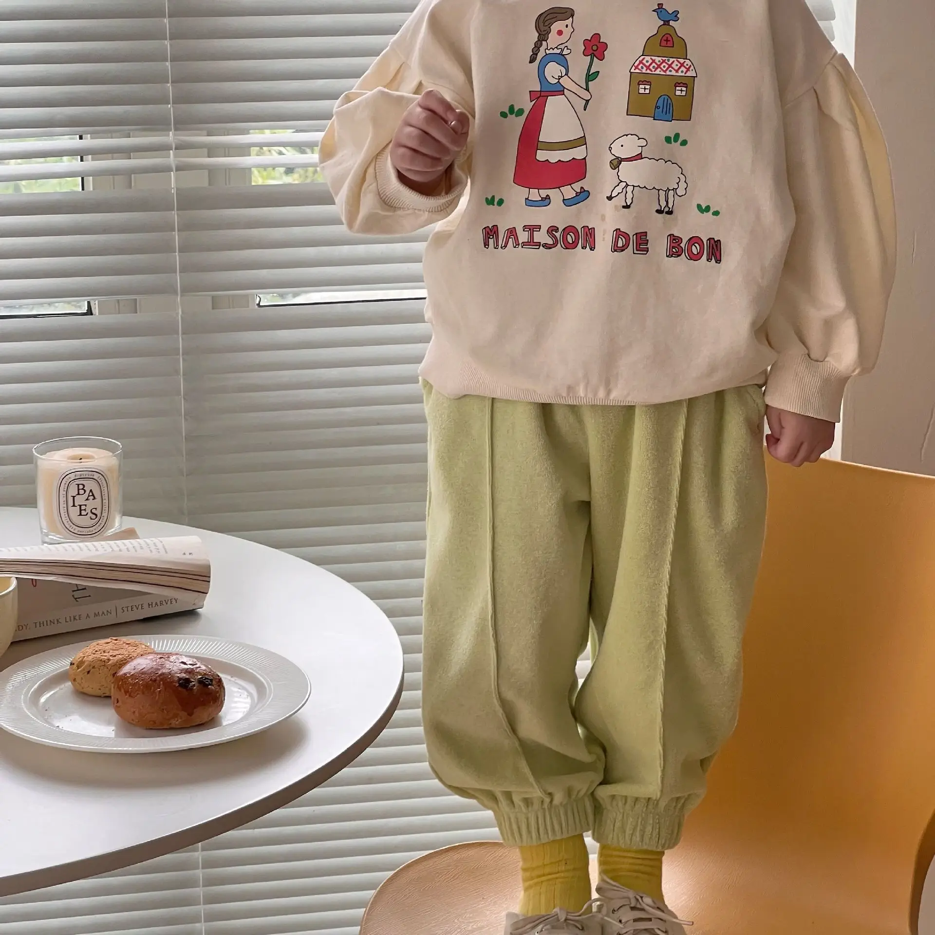 

2022 Spring Autumn Korea Sports Casual Pants Cotton Girls Candy Colored SportsElastic Waist Pants Boys Pants Children Clothes