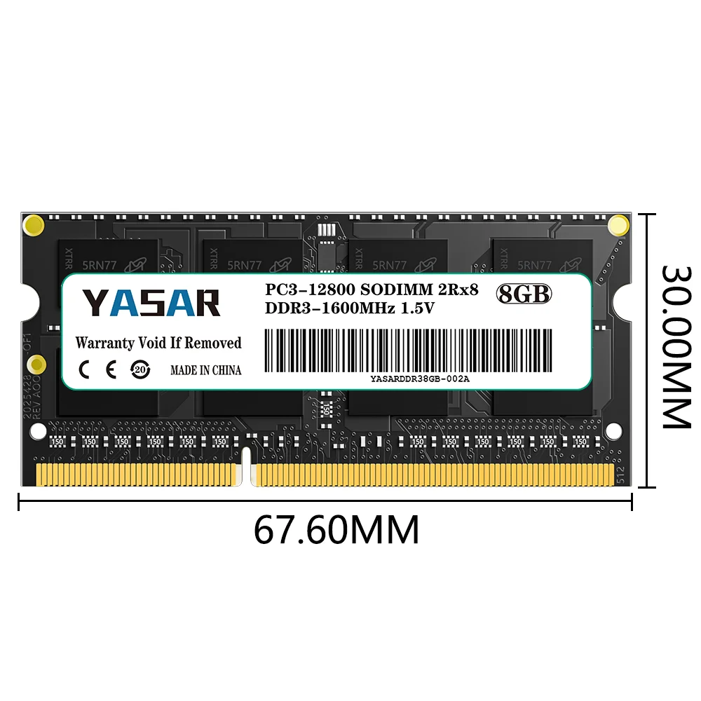 Оперативная память YASAR DDR3 Memory 4/8/16 ГБ 1600 МГц 1333/1600