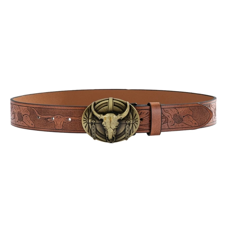 

Vintage Cowboy Belt for Men Teens Denims Pants Belt TexasBull Buckle Belt for Male Metal Carved Bull Buckle Jeans Belt Dropship