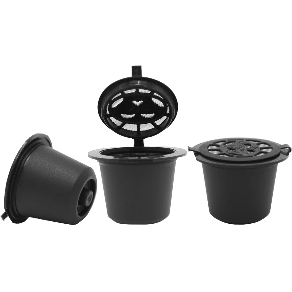 Фото [РАСПРОДАЖА] Подходит для кофемашин Nespresso, многоразовые капсулы из нержавеющей стали для наполнения кофейным порошком, 9 шт., черные №2