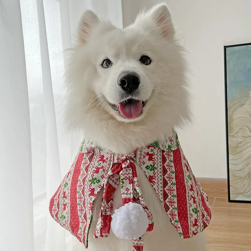 

Dog Cloak Reversible Christmas Pet Cape Winter Dog Shawl Cute Print Scarf Cape Dog Shawl Pet Christmas Costume Pet Accessories