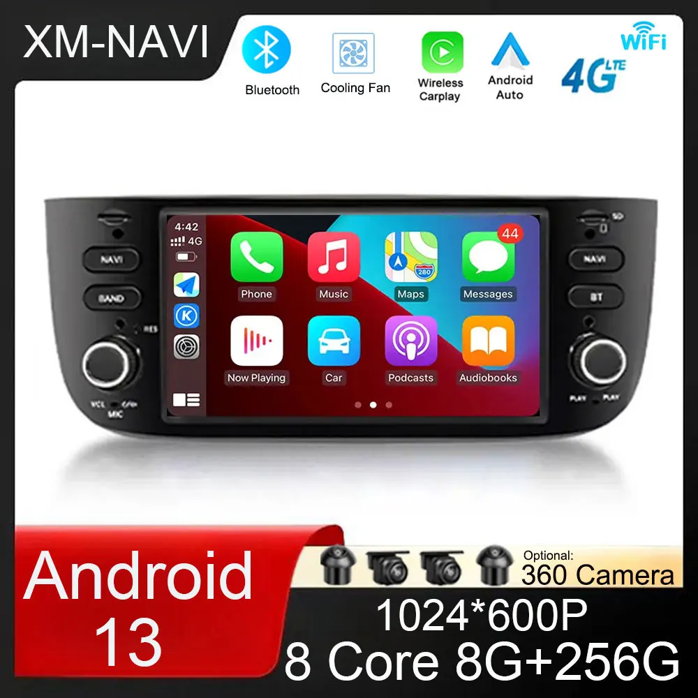 

Автомагнитола 1 Din, 6,2 дюйма, Android 13, для Fiat Linea Punto evo 2012-2015, мультимедийный плеер с GPS-навигацией, головное устройство для Carplay 4G