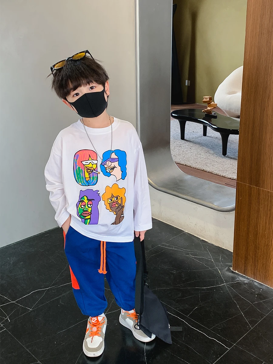 

Boys' T-shirt Long Sleeve Children's Spring Clothes Children Cartoon Top 2022 New Baby Cotton Spring and Autumn Bottoming Shirt