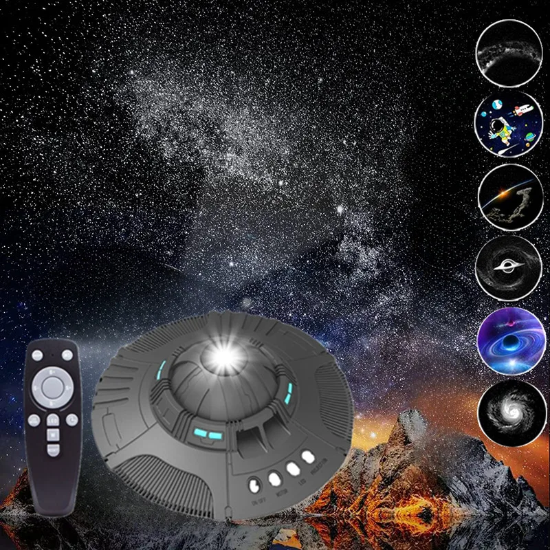 

Проектор НЛО Galaxy Звездное небо, ночник, вращающийся на 360 ° планетарный проектор звездного неба, лампа для детской спальни, домашний подарок на день рождения