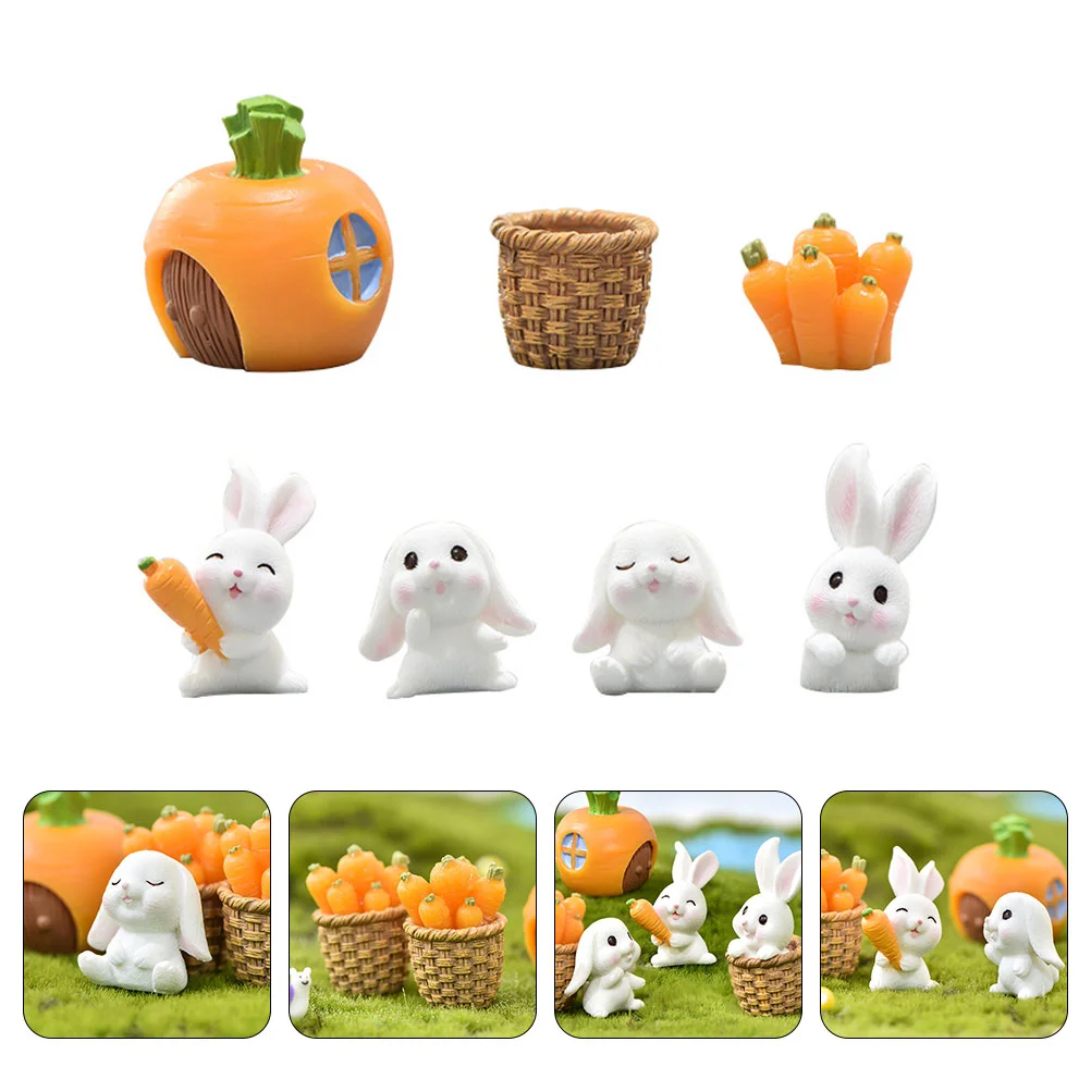 7 шт. микро пейзажный орнамент кролик морковь украшение мини фигурка модель