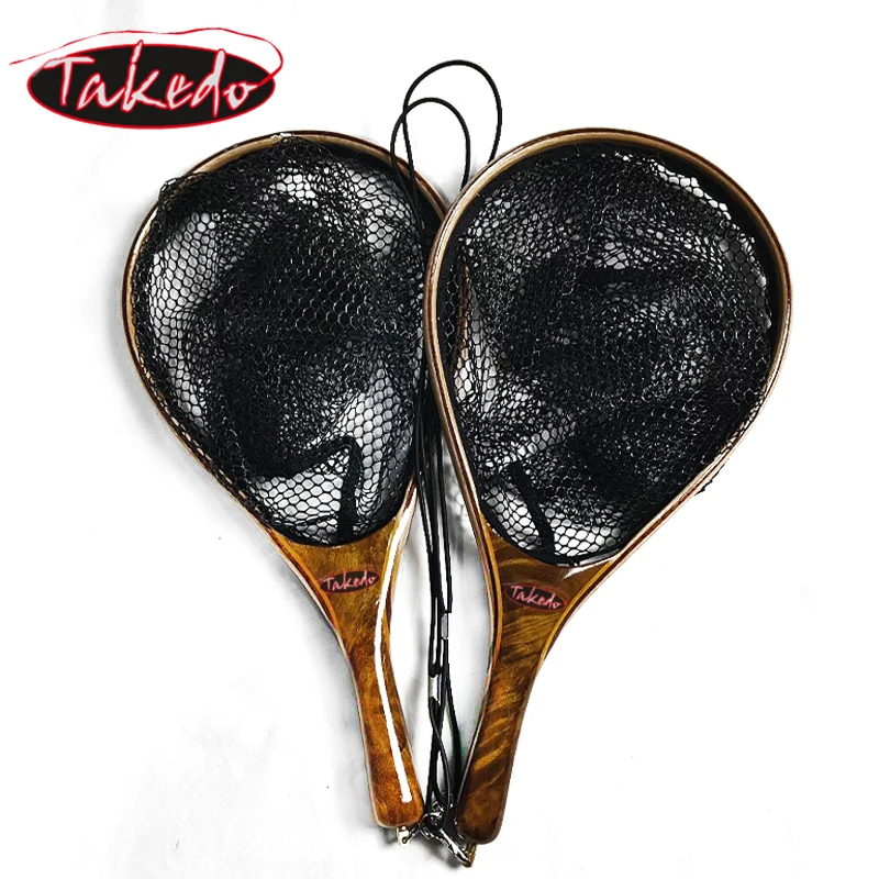 

TAKEDO LYH03 Landing Net Gold Camphor Trout Net Waterproof Cinnamomum Camphora Wooden Handle Fishing Net Catch and Release Net