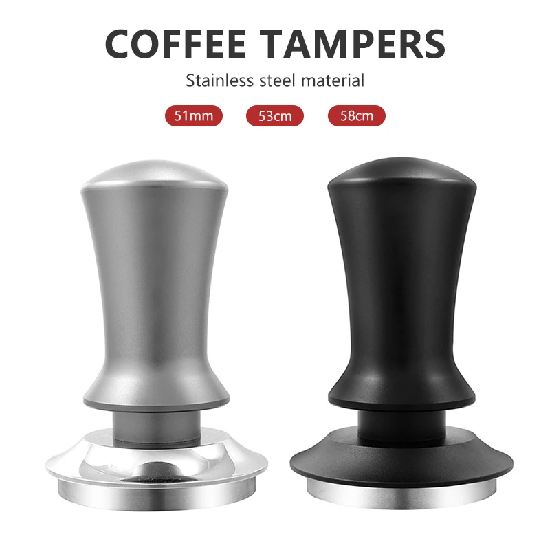 

51/53/58mm Coffee Tamper Adjustable Depth Wdt Tool Coffee Espresso Springs Calibrated Tamping Stainless Steel Flat Base Barista