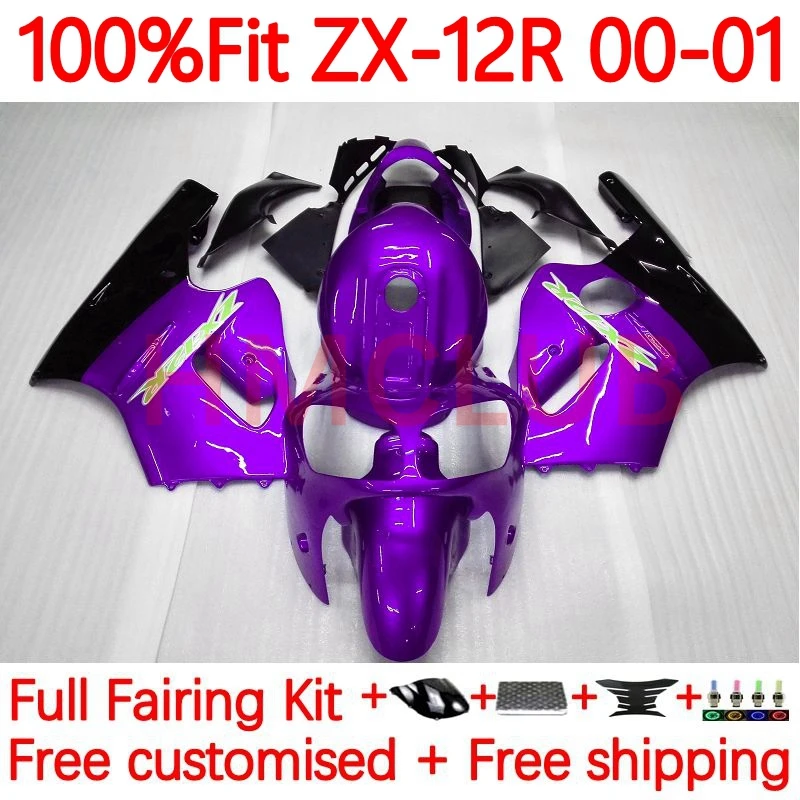 

Injection +Tank For KAWASAKI NINJA ZX-12R ZX 12 R 12R 1200CC ZX-1200 ZX12R 2000 2001 ZX1200 C 00 01 gloss purple Fairing 75No.78