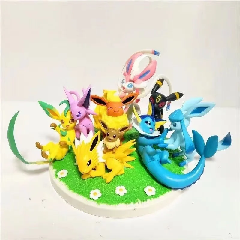 

Pokemon Anime Figures Eevee Vaporeon Glaceon Sylveon Eeveelution PVC Table Top Decorations Collectibles Figure Toy Birthday Gift
