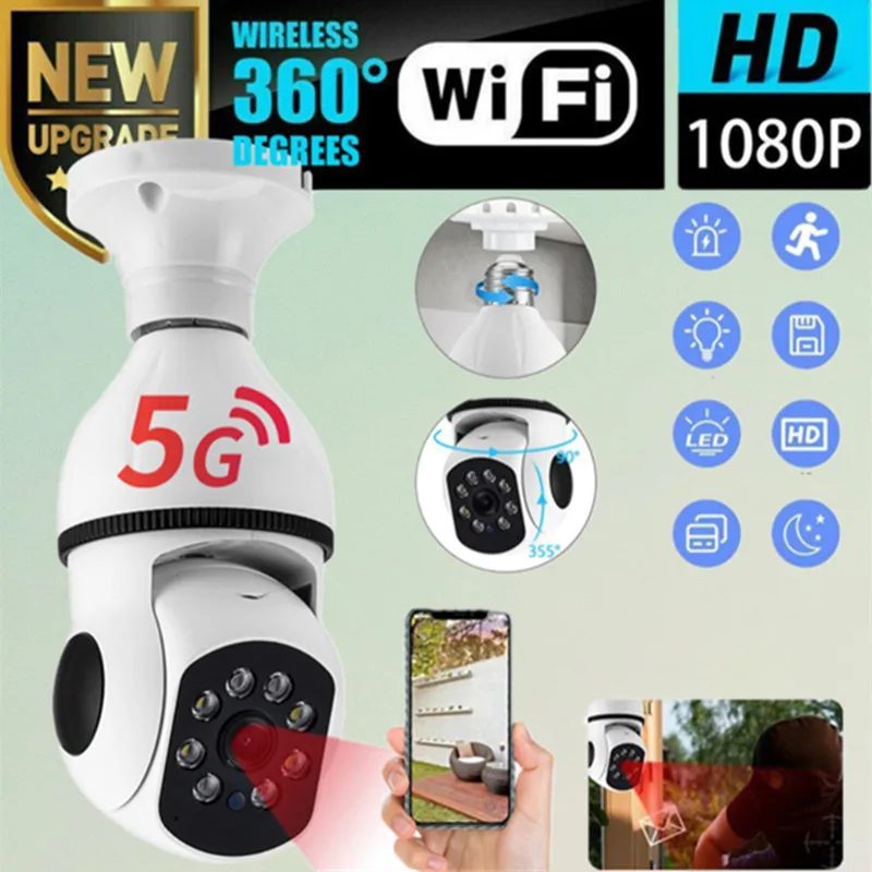 

E27 Surveillance Camera LED Light Bulb Socket 360° WiFi Security Light 1080P Spotlight Automatic Human Tracking Night Vision