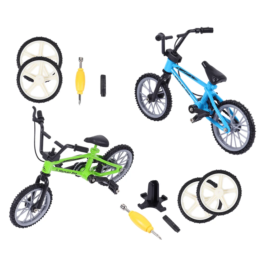 

2 Sets Finger Bike Bikes Mini Aluminum Alloy Fingertip Movement Toy Mountain Excersize Tabletop Model Bicycle