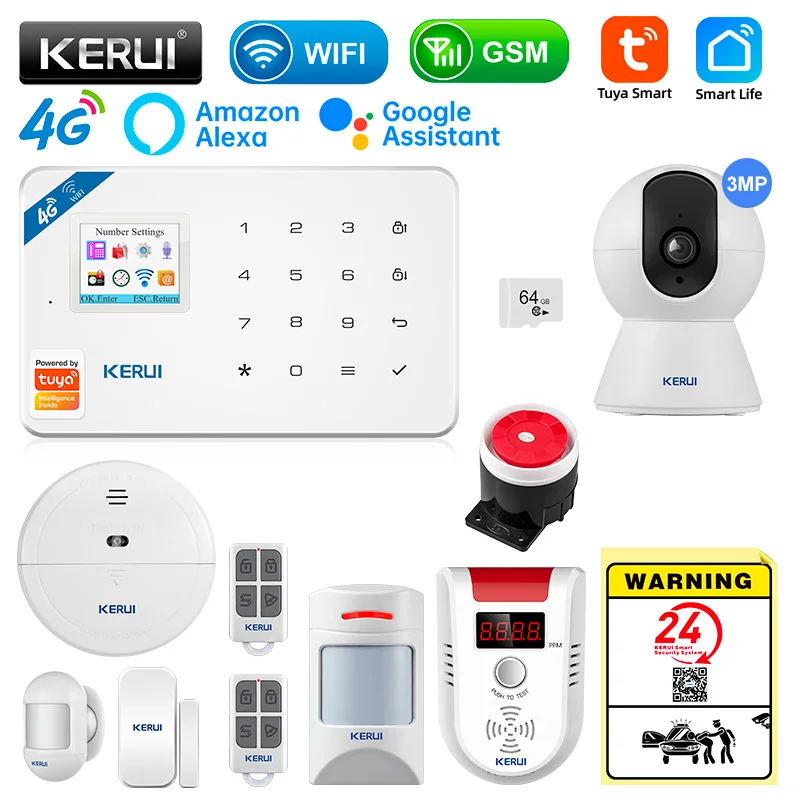 

Охранная сигнализация KERUI W184, GSM, 4G, Wi-Fi, управление через приложение