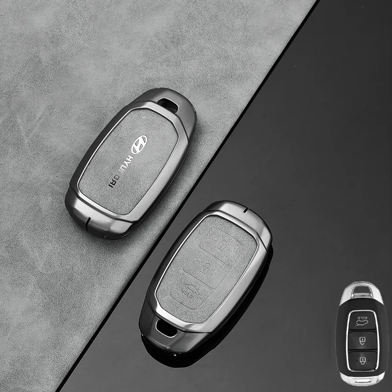 Кожаный чехол для ключей от автомобиля брелок Hyundai Santa Fe TM 2018 I30 2019 Solaris Azera Elantra Accent