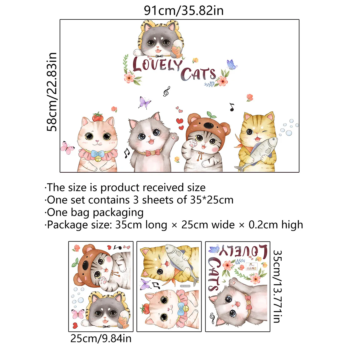 Обои с изображением кота самоклеящиеся английские милые кошки котенок бабочка