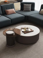 modern light luxury style living room tea table simple rock plate round tea table size round combination coffee table designer f
