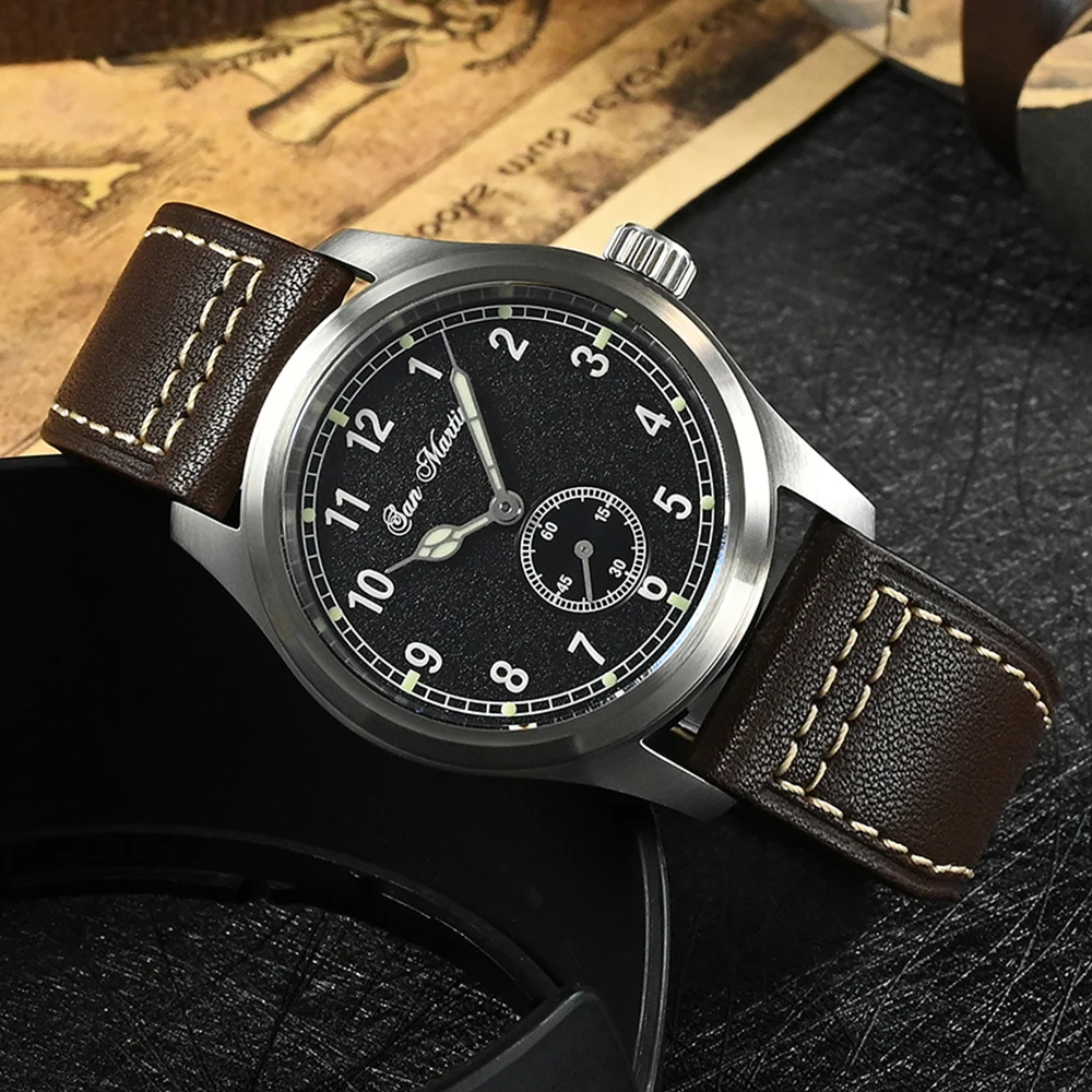 San Martin 37mm Pilot Watch RONDA 6004 Luxury Men Quartz Wristwatch Military Simple Wristwatches 20Bar Luminous Reloje SN034-G-C - купить по