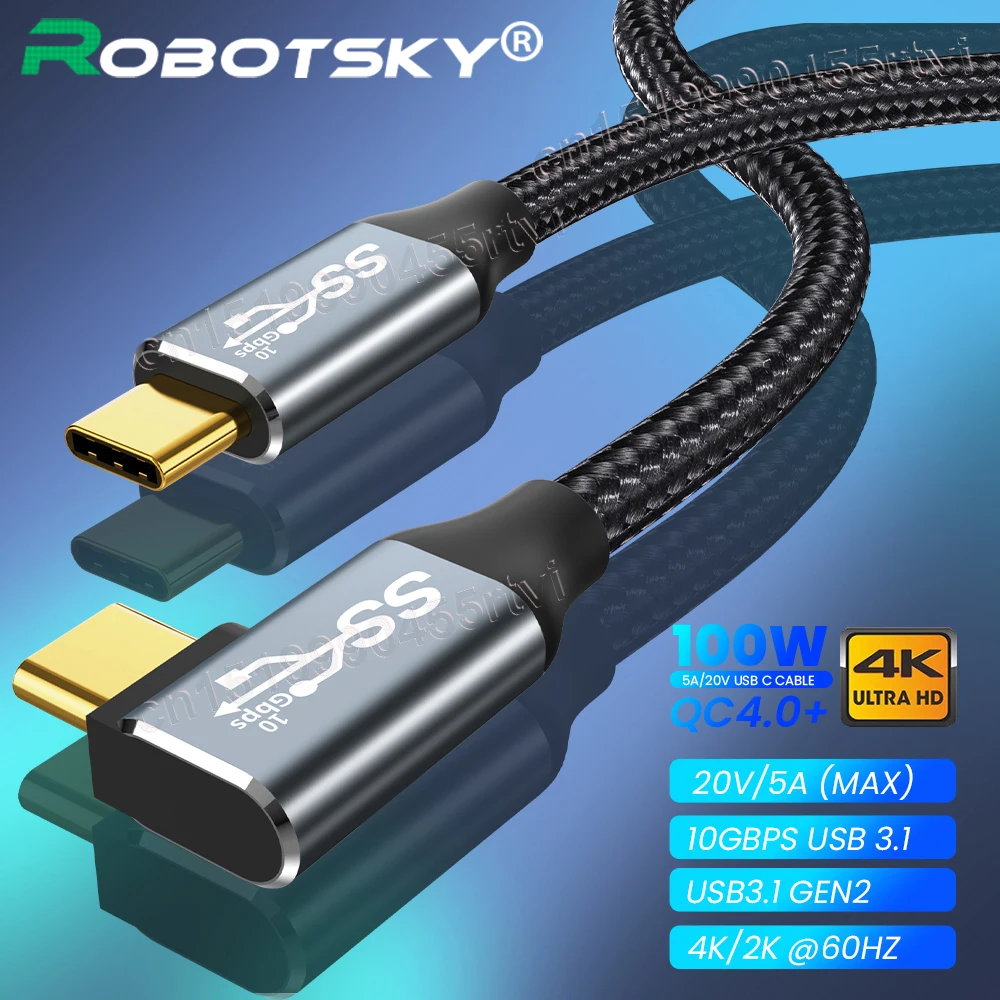

100W USB C 3.1 To Type C Cable 10Gbps USB Fast Data Cable 5A USB Type C Charging Cable For Samsung S10 3.1Gen2 4K@60HZ HD Cable