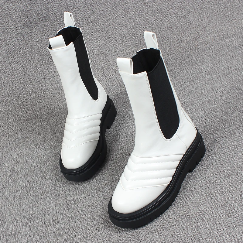 

Shoes Lolita Boots Boots-Women Luxury Designer Flat Heel Chelsea Round Toe 2022 Fashion White Rock Med Mid Calf Mid-Calf Fabric