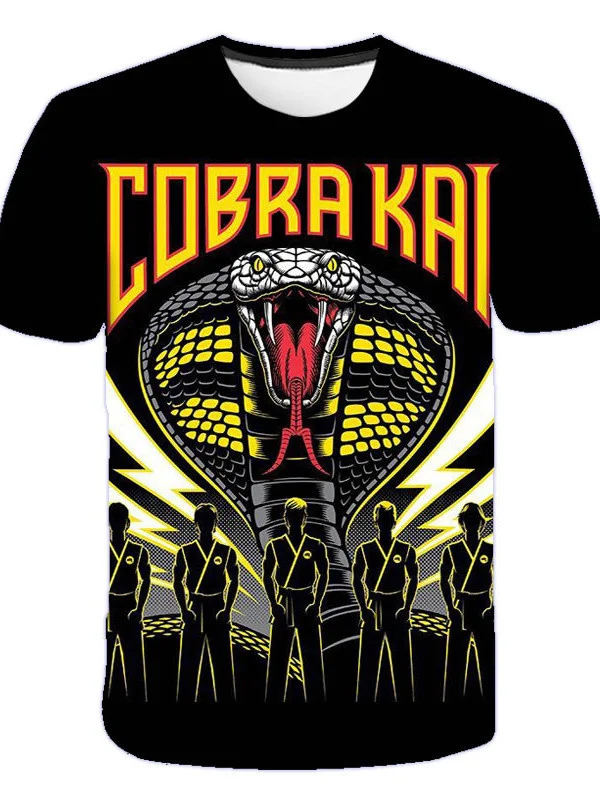 

Neutral Summary Cobra KAI 3d Print T-Shirt Fashion Snake. o-neck Short Sleeve Street clothes polyester Men/Women Great. & Tea