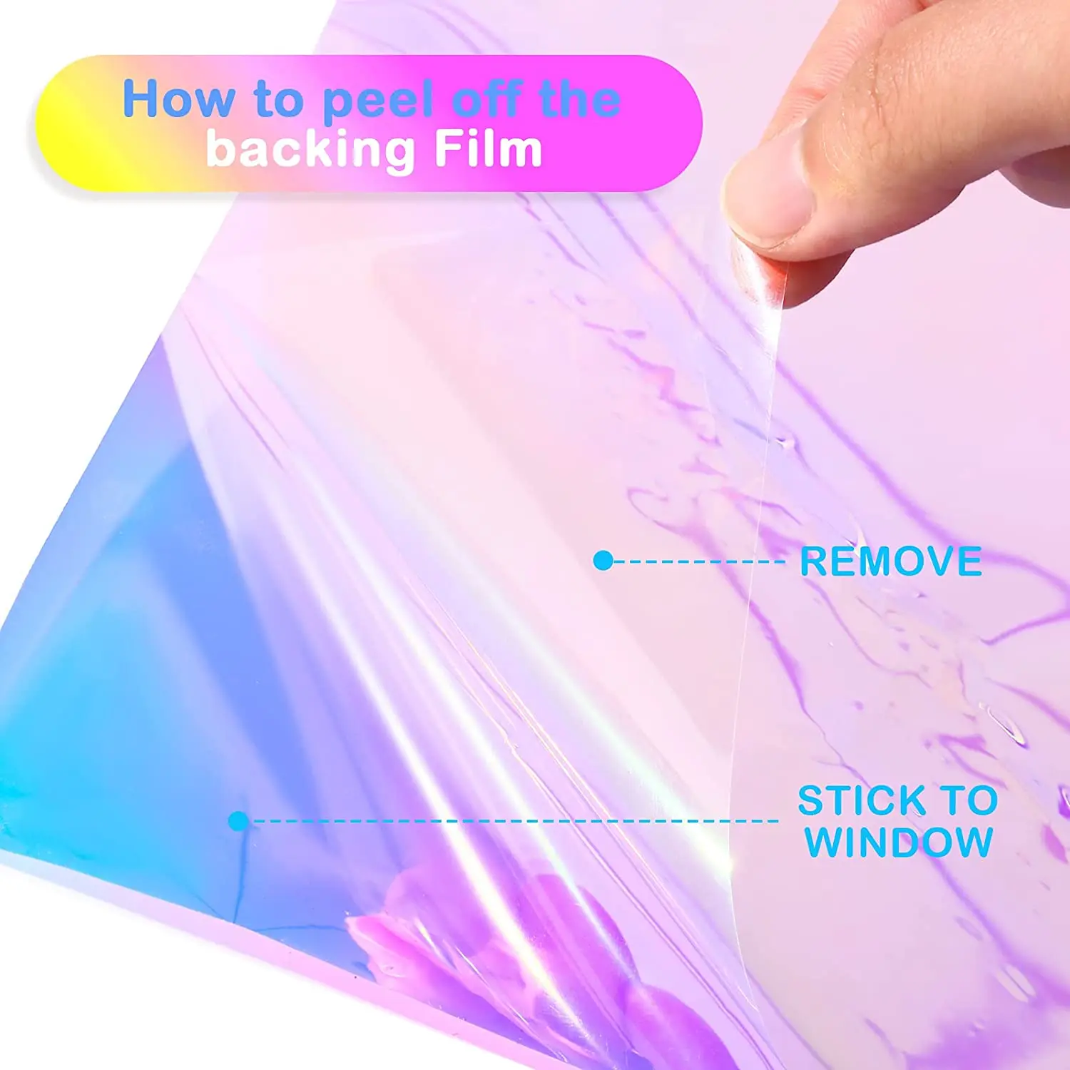 Holographic Clear Window Film Iridescent Window Dichroic Film Decorative Glass Sticker Self-Adhesive Rainbow Cellophane Roll