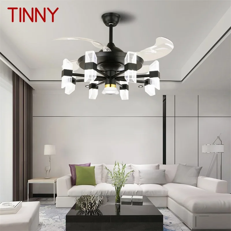 

TINNY Modern Ceiling Fan Lights Invisible Fan Blade With Remote Control LED For Home Dining Room Bedroom Restaurant