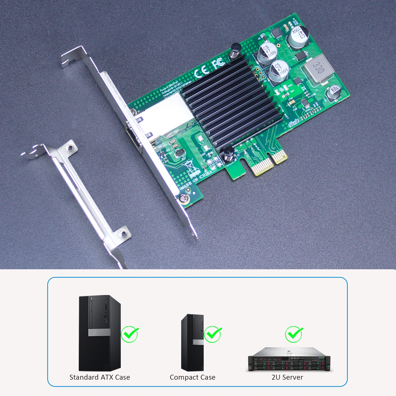 Фото Сетевая карта PoE+ с функцией AVB/TSN, портом локальной сети Gigabit Ethernet RJ45, интерфейс PCIE 2.1 X1 №5
