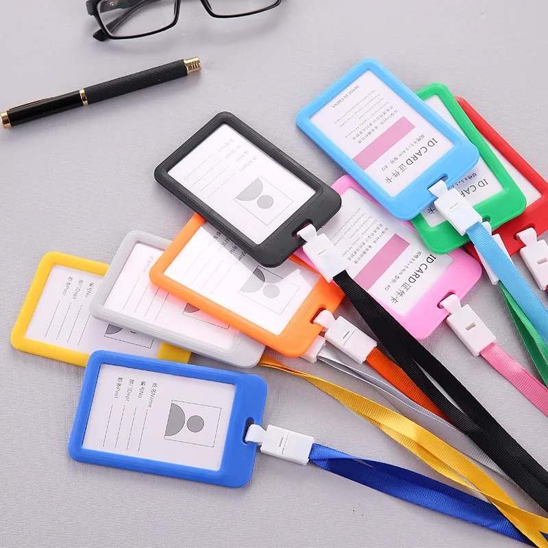 

Business Card Holder Lanyard Badge ID Card Holder Neck Strap Card Wallet Women Men Office Staff Card Cover Case Office Supplies