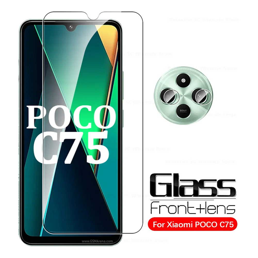 Для Xiaomi Poco C75 Стекло 2IN1 Защитное закаленное стекло для объектива камеры F6 X6 M6 Pro C65