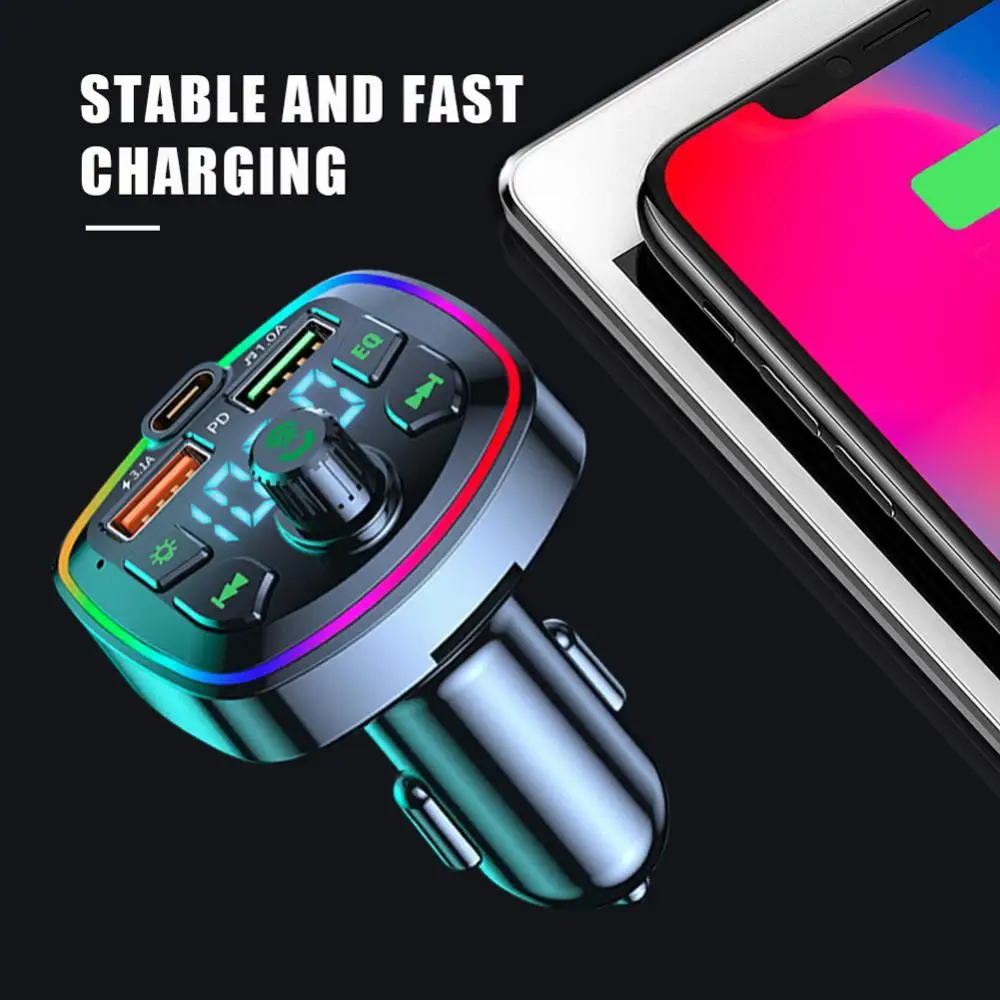 Автомобильный Bluetooth 5 0 FM-передатчик 2/4 USB Type-C беспроводной аудио приемник громкой