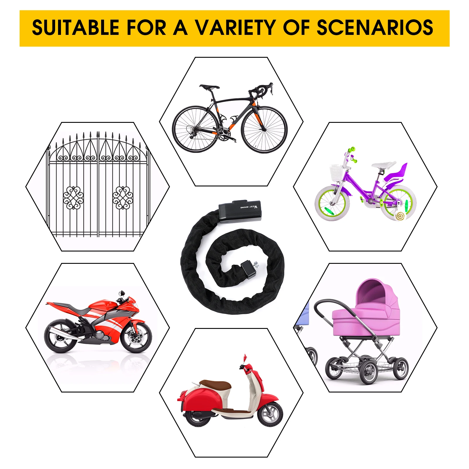 WEST BIKING велосипедный замок с цепью портативный Противоугонный высокой