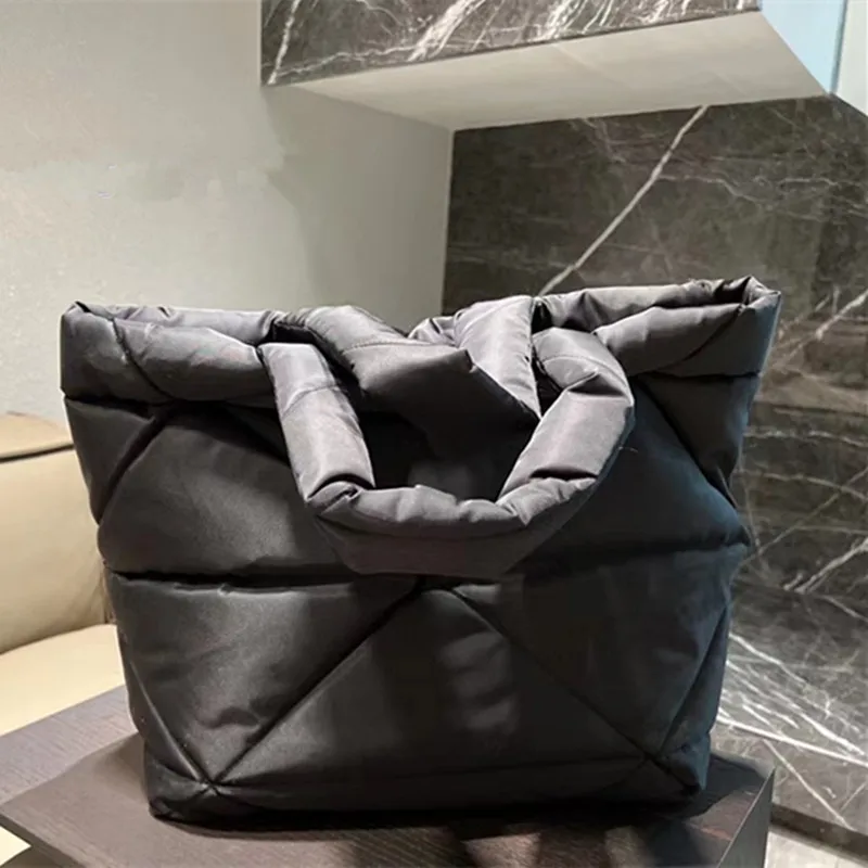 

Модная большая сумка-тоут с подкладкой, дизайнерские стеганые женские сумки на плечо, роскошный нейлоновый пуховый хлопковый зимний кошеле...