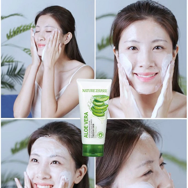 

Facial cleanser Natural Aloe Vera Smooth Gel Acne Whitening Treatment Face Cream Hydrating Moist Repair After Sun Sleeping Mask