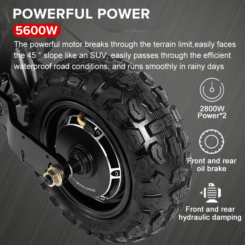 Мощные внедорожные электрические скутеры 11 дюймов долговечность 5600 Вт двойной