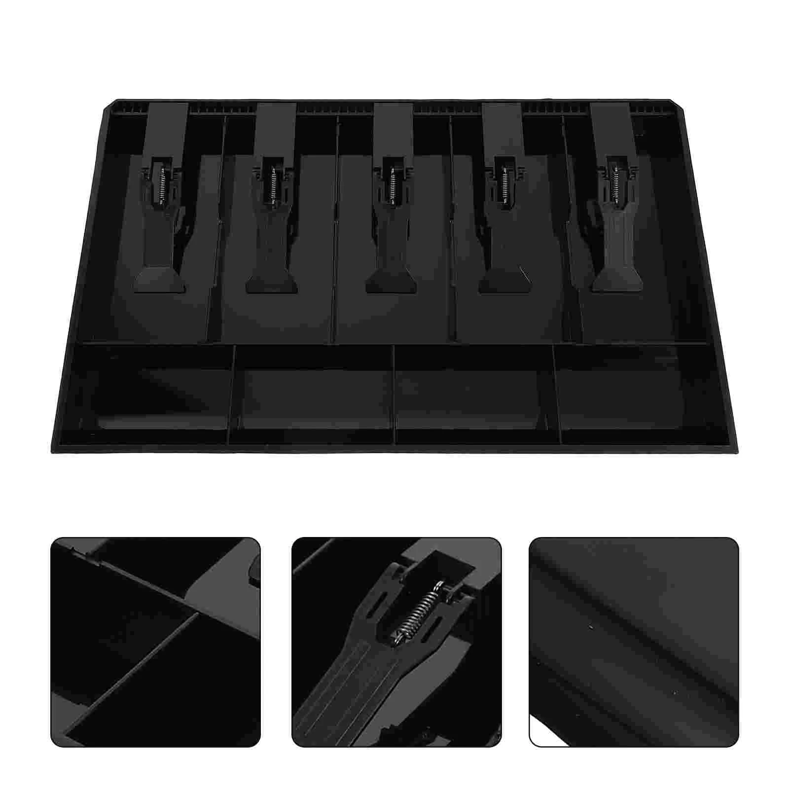 

Five Compartments Cash Register Box Multiple Storage Tray Currency Till Plastic Serving
