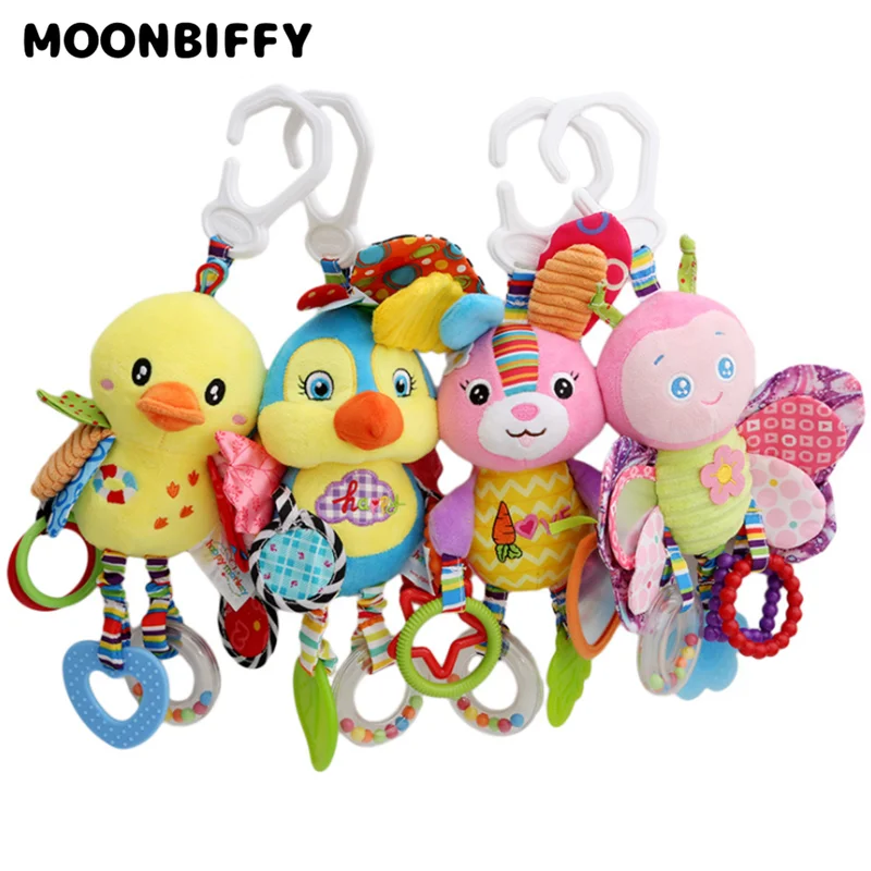 

Stuffed Plush Animals Animal Baby Rattles Newborn Grab Ability Training Dolls Infant Stroller Bed Hanging Bell Plush Toys Cute