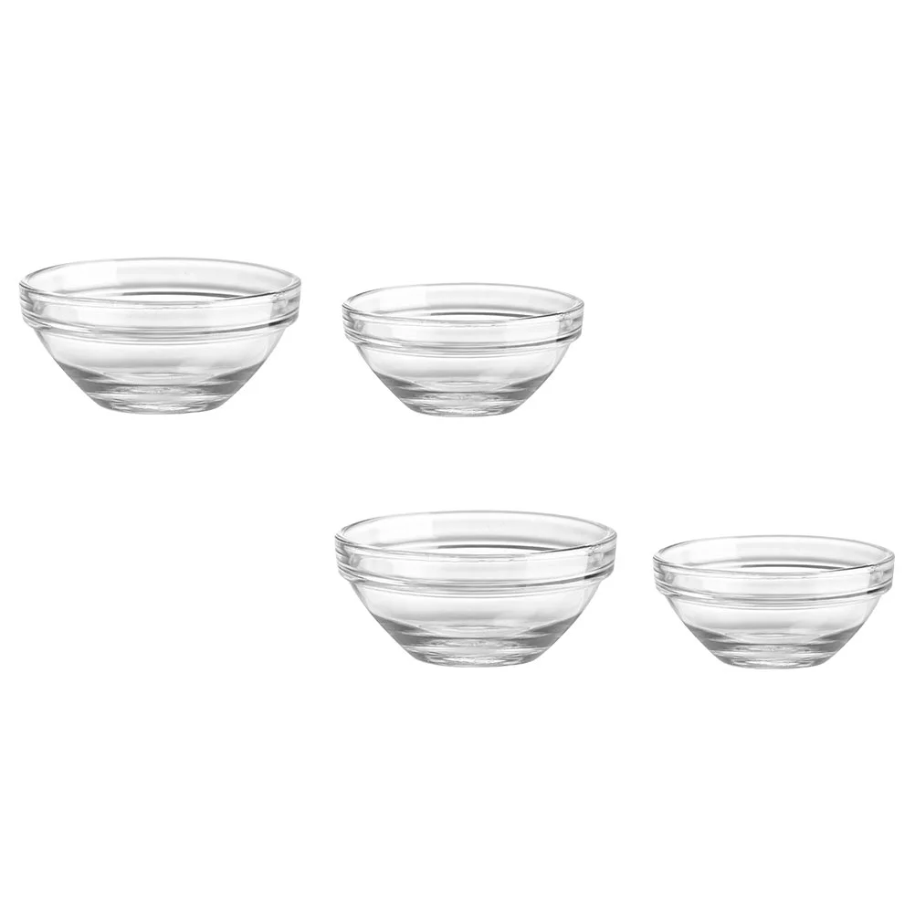 

4pcs Household Dessert Rice Pudding Bowls Jelly Pudding Bowls Glass Bowls
